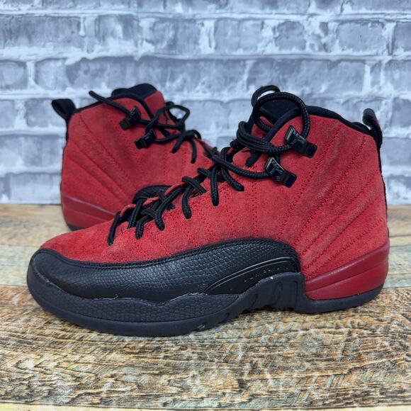Nike Air Jordan 12 Retro Reverse Flu Game Red Black 153265-602 Youth Size 4.5Y - Picture 1 of 11